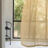 Thumbnail for Sheer Cotton Voile Curtain Wendy  - Brown Stripes