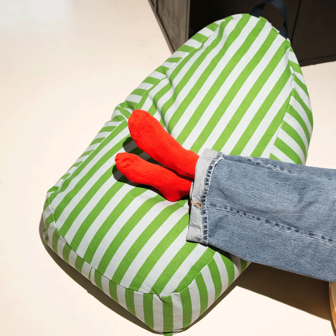 Long Beanbag - Kid Size - Bliss - Green Blue Stripes