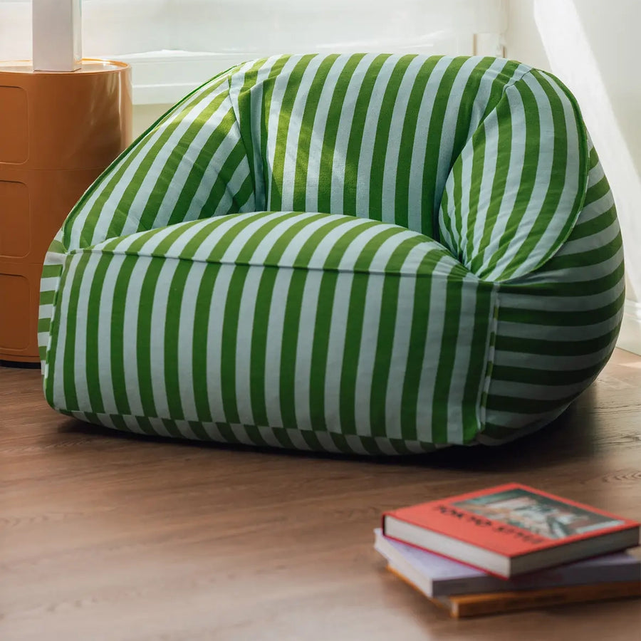 Pre-order Armchair Beanbag - Adult Size - Ziggy Green Blue Stripes