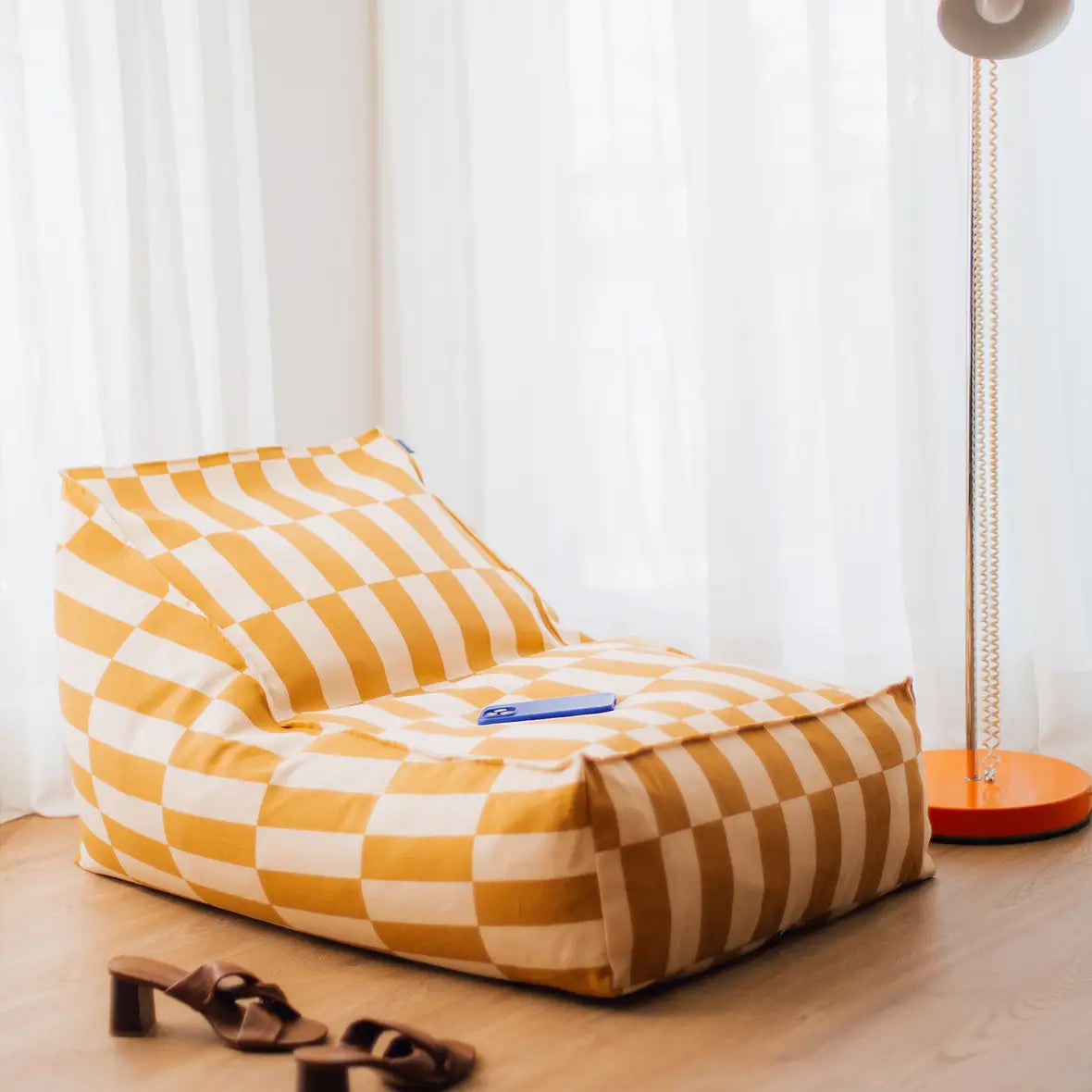 Pre-order Long Beanbag - Adult Size - Vibes Mustard and Sand Tiles