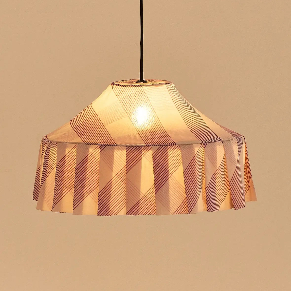 Pendant Lampshade Diam. 50cm Nicole - Lilac Diagonal Stripes