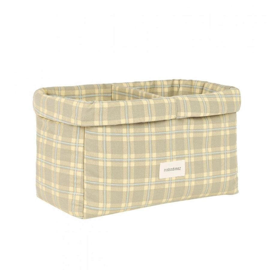 Nobodinoz Stories Ltd Double Storage Basket Green Lemon Squares