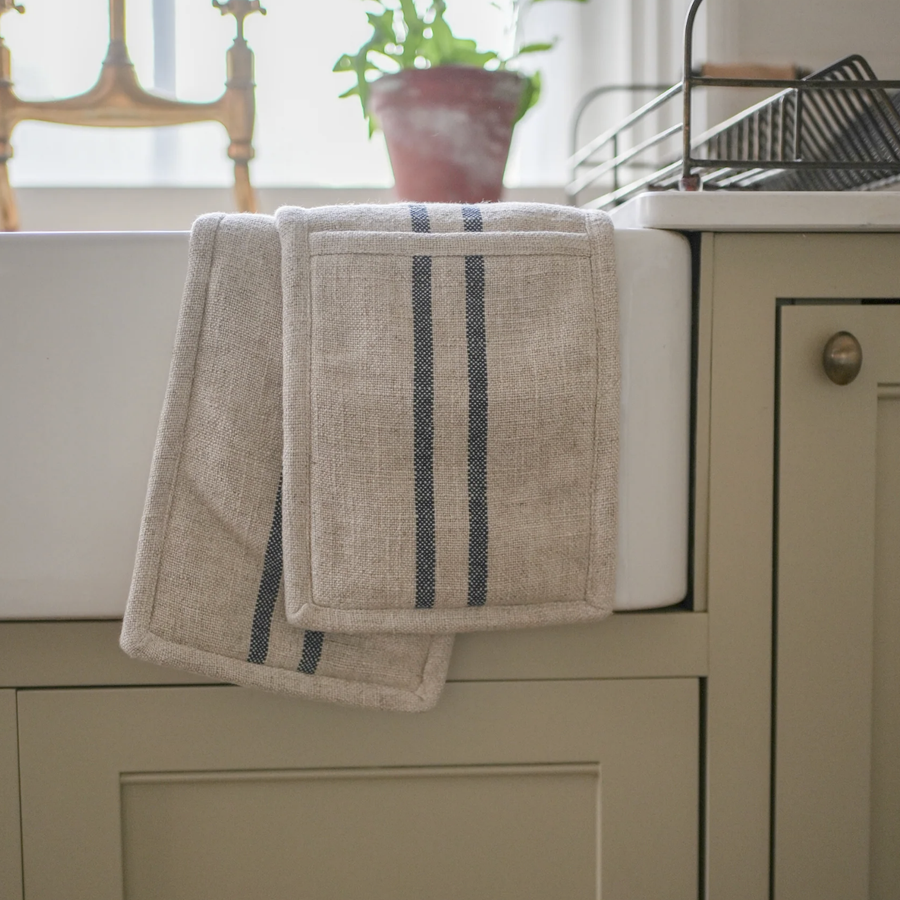 The Timeless Linen Oven Glove - Blue