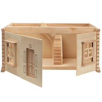 Thumbnail for Wooden toy house with open doors on a white background