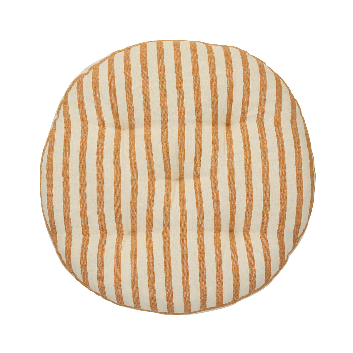 Round Cotton Chair Pad - Off white, Dark Honey