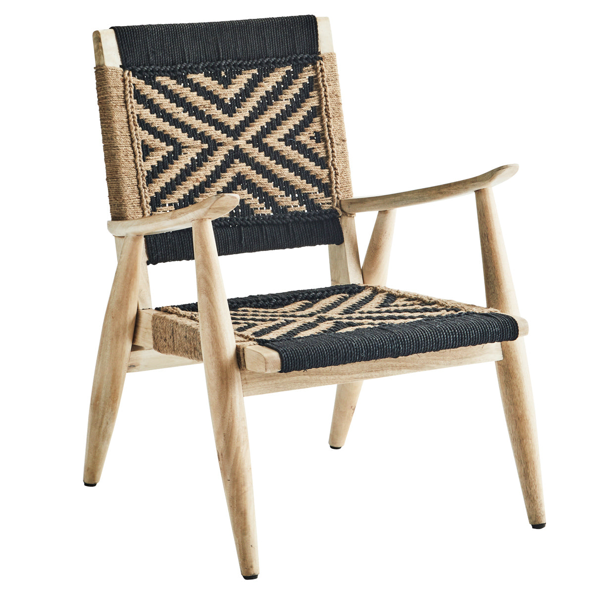 madam stoltz Wooden Lounge Chair Black