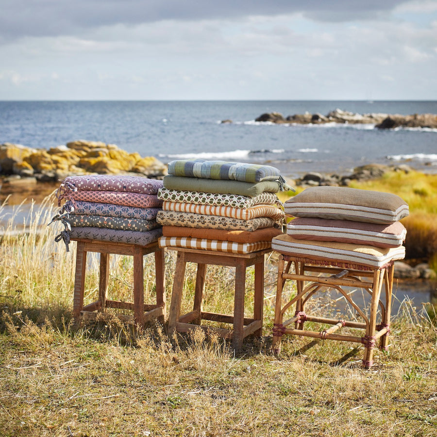 Checked Woven Cotton Chair Pad