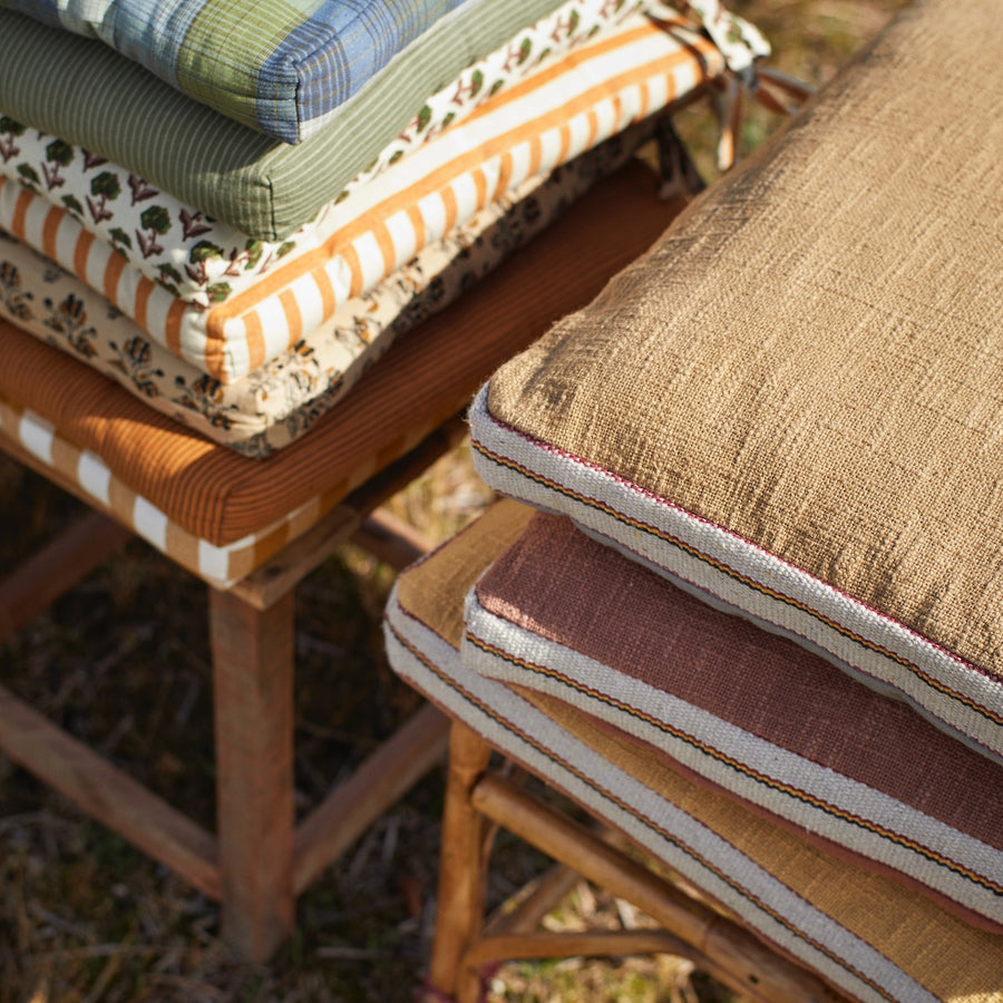 Checked Woven Cotton Chair Pad