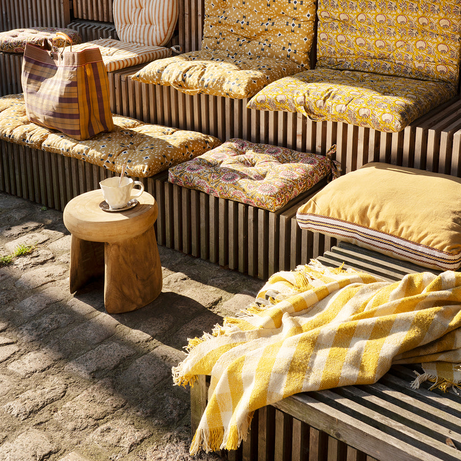 Recycled Cotton Throw - Yellow, Cream