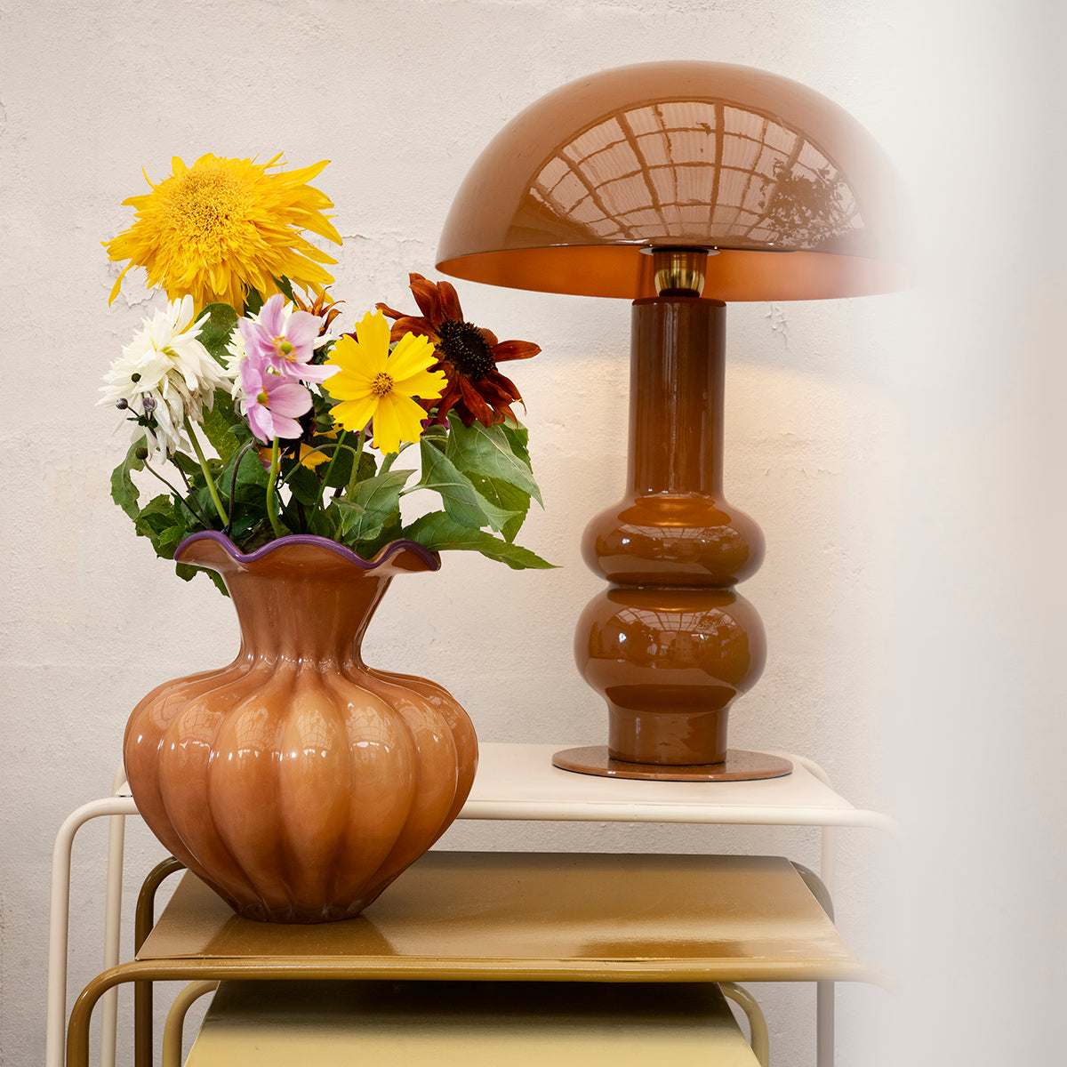 Sculptured Glass Vase Apricot