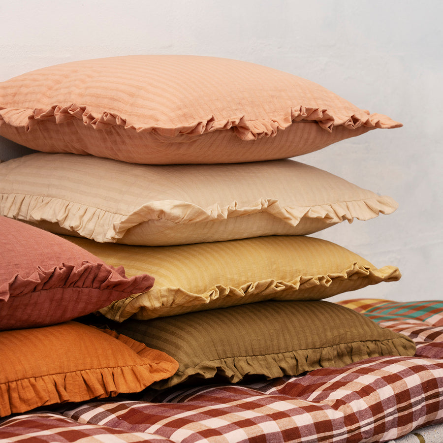 Ruffle Cushion - Light Yellow