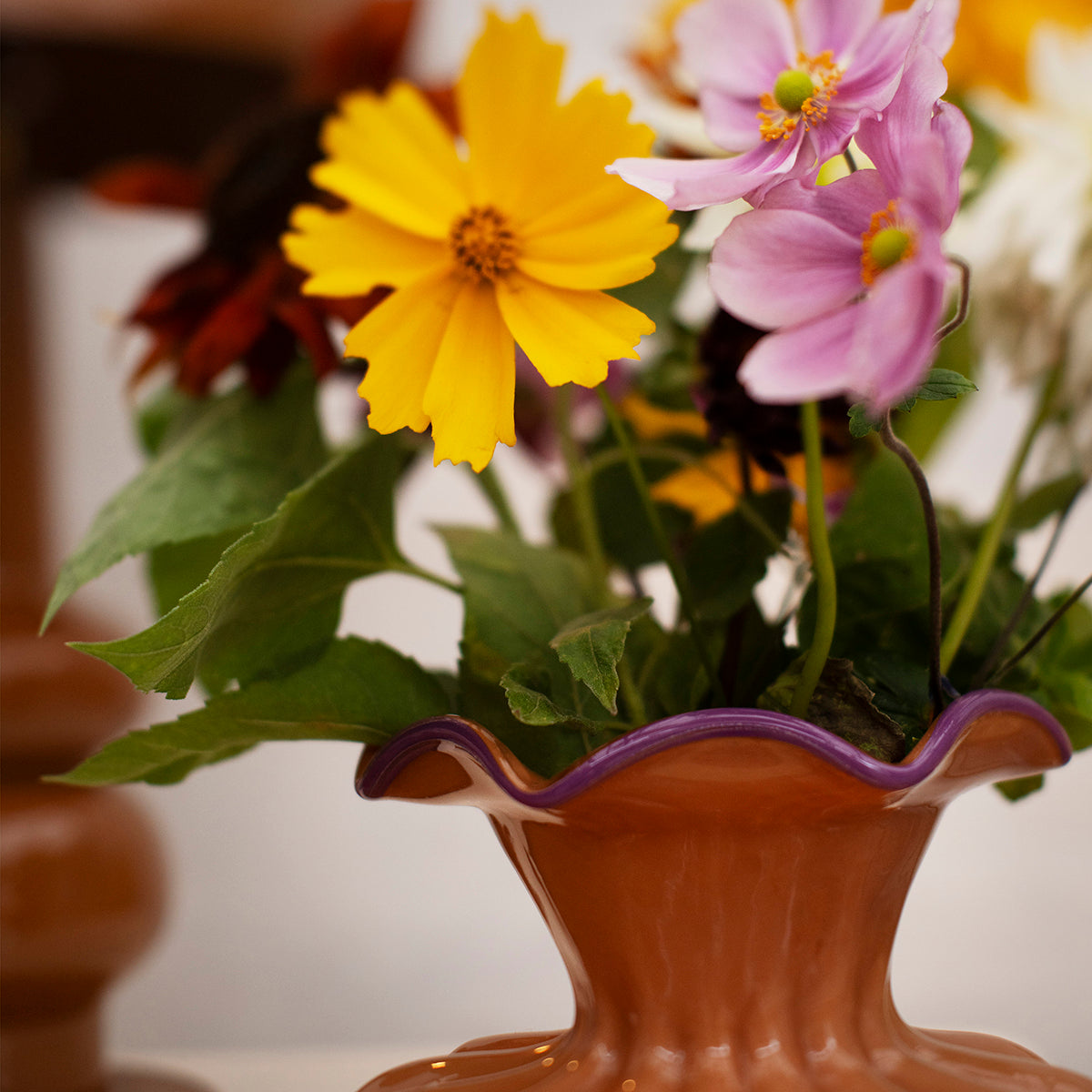 Sculptured Glass Vase Apricot