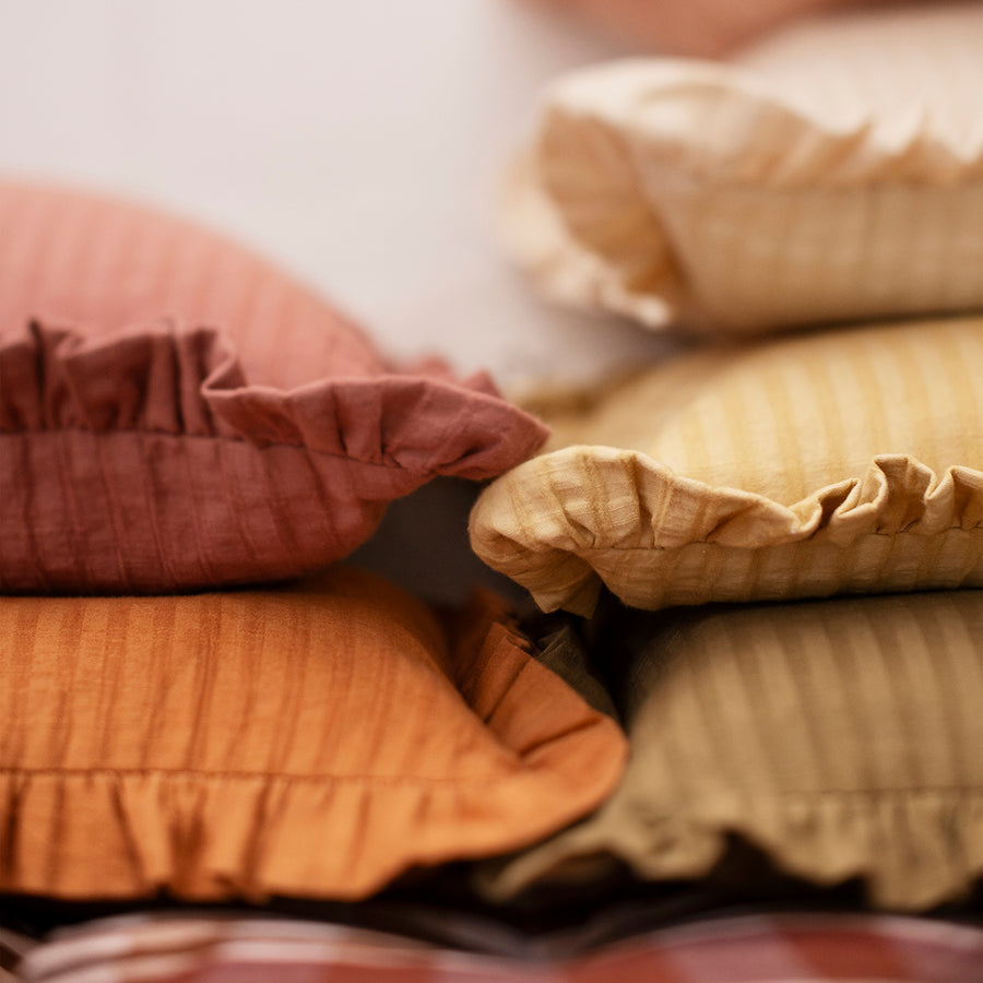 Ruffle Cushion - Light Yellow