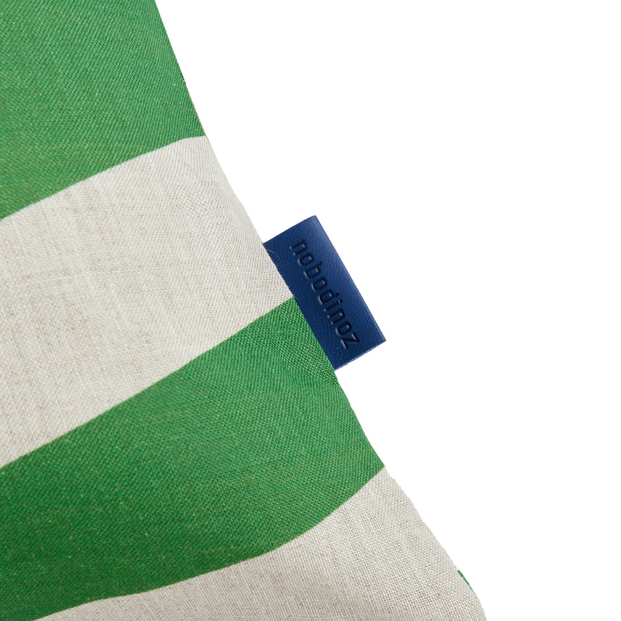 Stanley French Linen Square Cushion - Green Diagonal Tiles