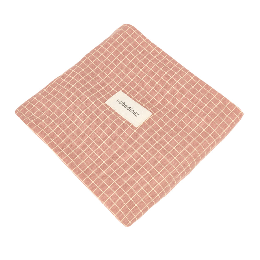 Nobodinoz Changing Cover Stories Limited edition - Organic Cotton Jersey Pink Cream Grid