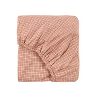 Thumbnail for Stories Ltd Baby Organic Fitted Sheet 70 x 140cm Pink Cream Grid