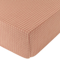 Thumbnail for Stories Ltd Baby Organic Fitted Sheet 70 x 140cm Pink Cream Grid