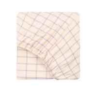 Thumbnail for Nobodinoz Stories Ltd Baby Organic Fitted Sheet 70 x 140cm Powder Mauve Grid