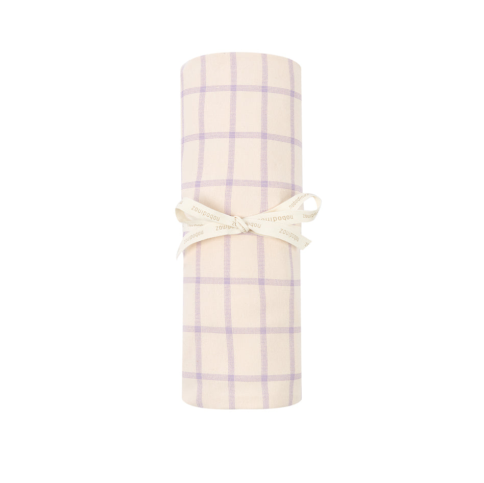 Nobodinoz Stories Ltd Baby Organic Fitted Sheet 70 x 140cm Powder Mauve Grid