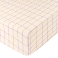 Thumbnail for Nobodinoz Stories Ltd Baby Organic Fitted Sheet 70 x 140cm Powder Mauve Grid