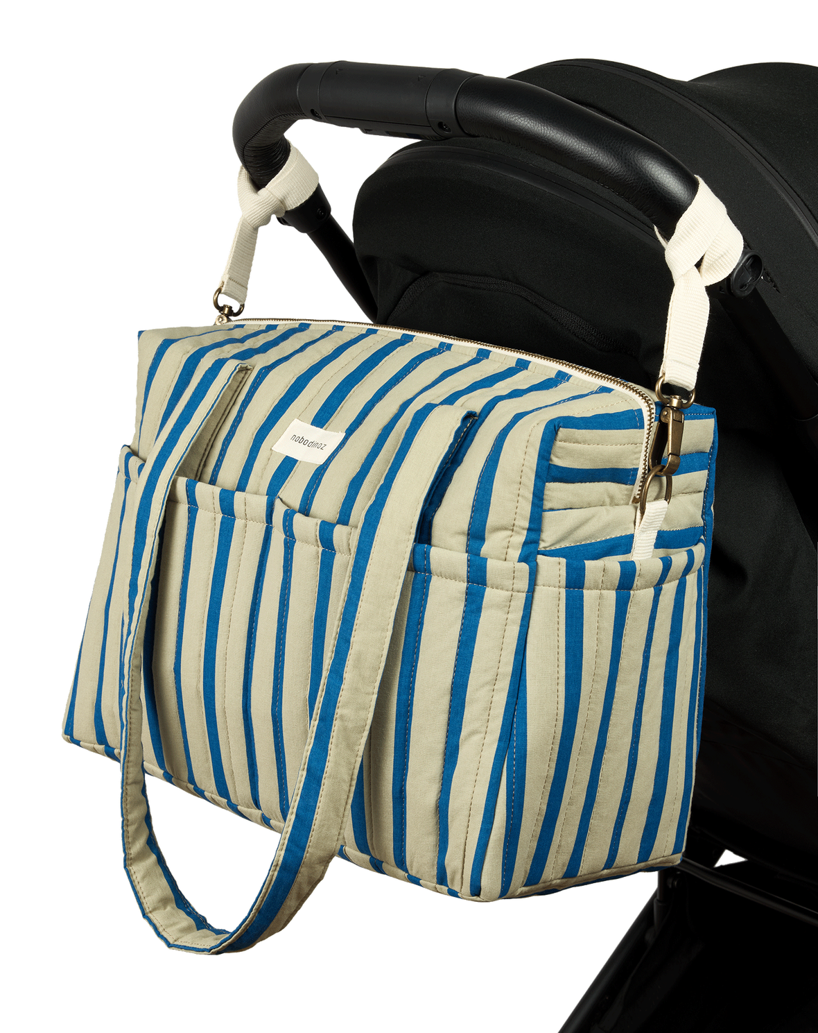 Stories Ltd Edition Stroller Bag Green Blue Stripes