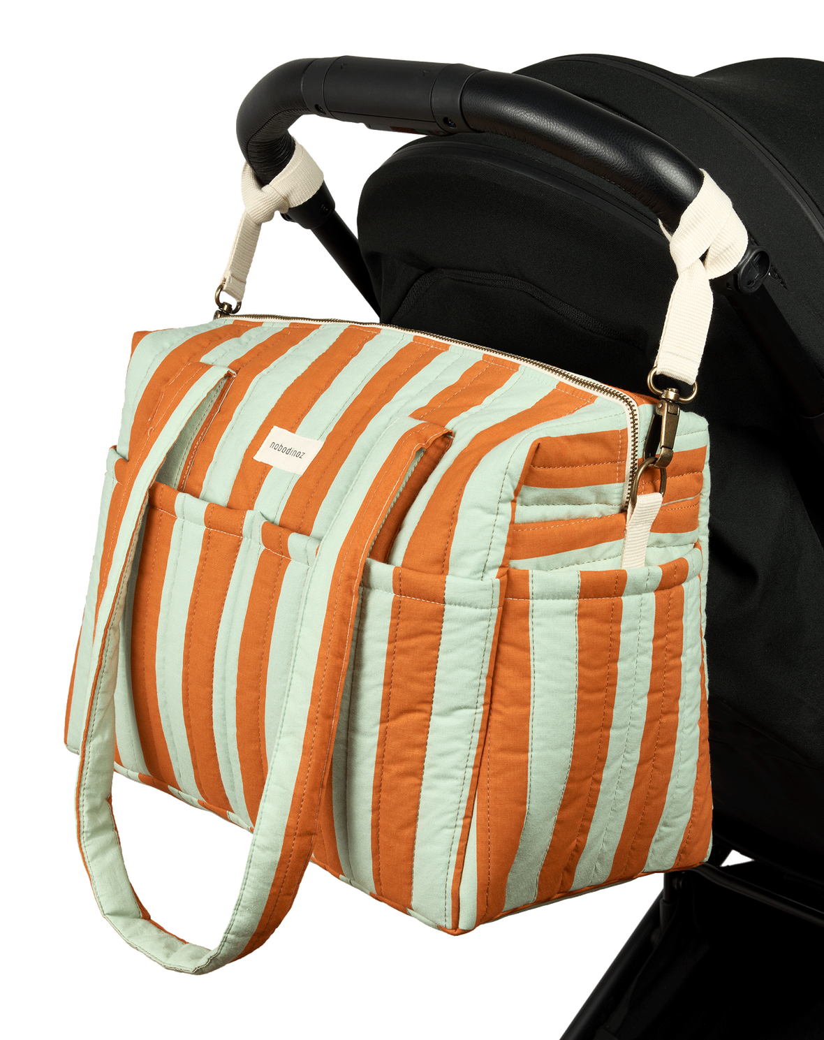 Stories Ltd Edition Stroller Bag Green Orange Stripes