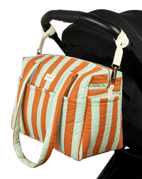 Thumbnail for Stories Ltd Edition Stroller Bag Green Orange Stripes