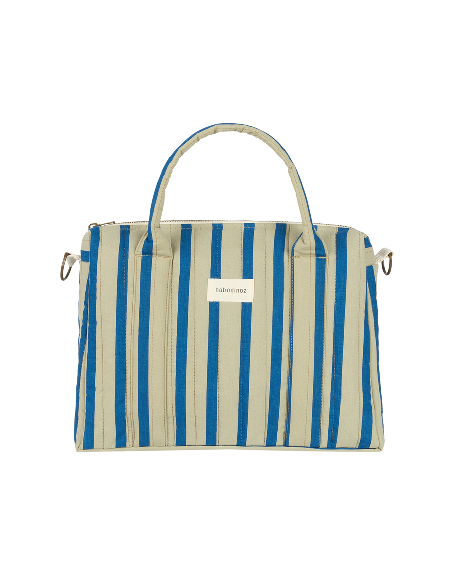 Stories Ltd Edition Stroller Organiser and Mini Bag Green Blue Stripes