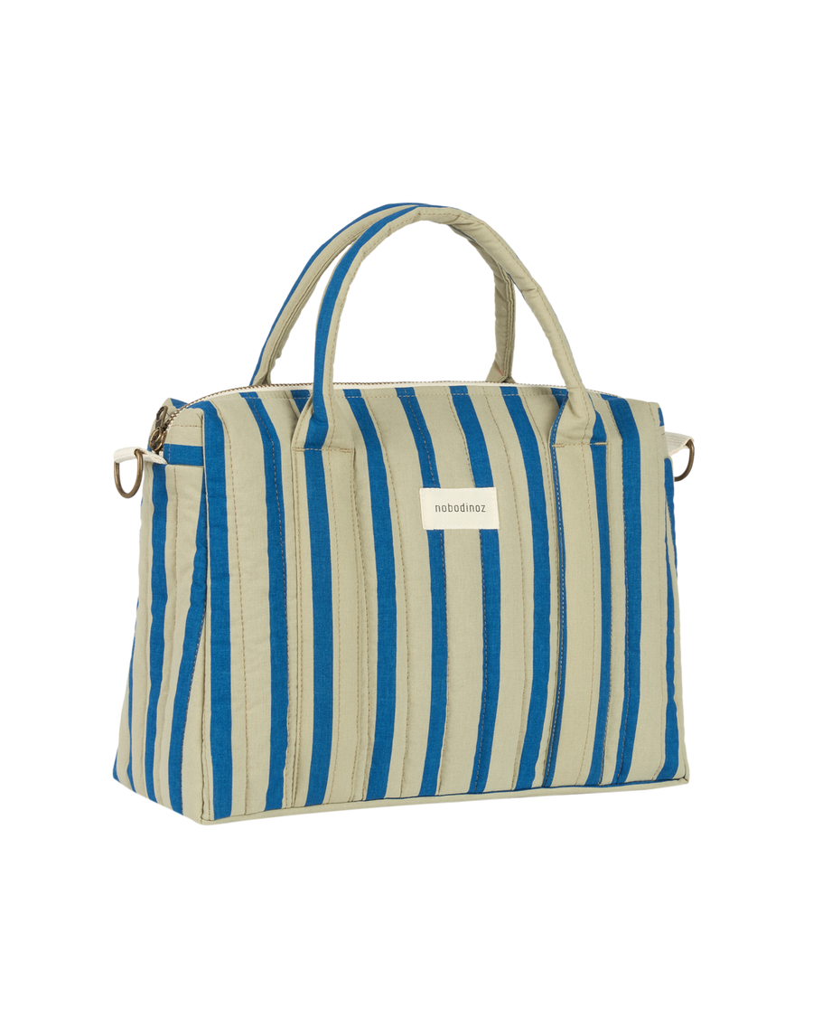 Stories Ltd Edition Stroller Organiser and Mini Bag Green Blue Stripes