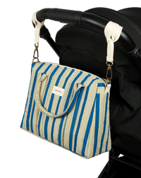 Thumbnail for Stories Ltd Edition Stroller Organiser and Mini Bag Green Blue Stripes