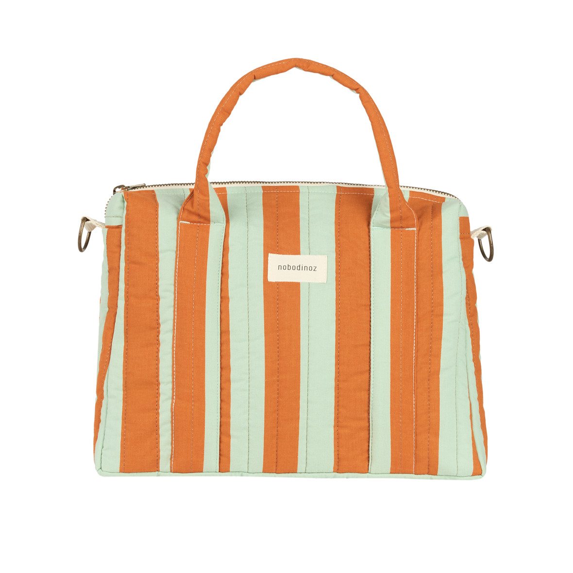 Stories Ltd Edition Stroller Organiser and Mini Bag Green Orange Stripes