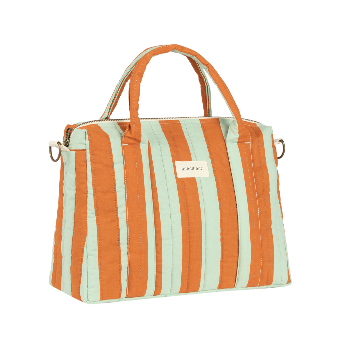Stories Ltd Edition Stroller Organiser and Mini Bag Green Orange Stripes