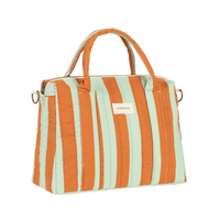 Thumbnail for Stories Ltd Edition Stroller Organiser and Mini Bag Green Orange Stripes