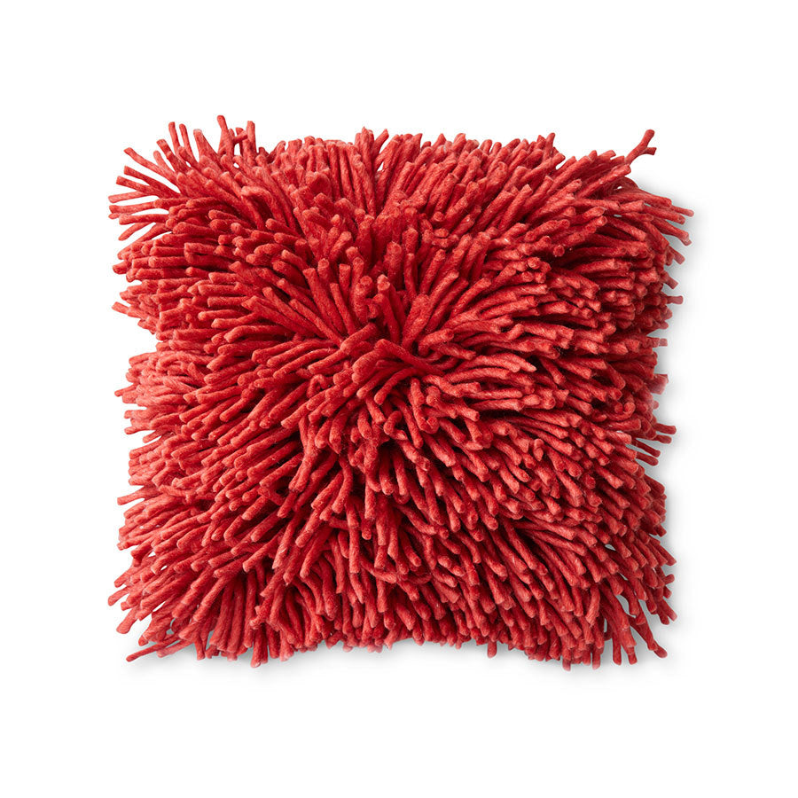 Rugged Woolen Cushion Cherry Red 50 x 50cm