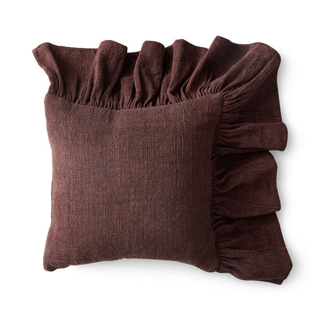 Ruffle Cushion, Chestnut 50 x 50cm