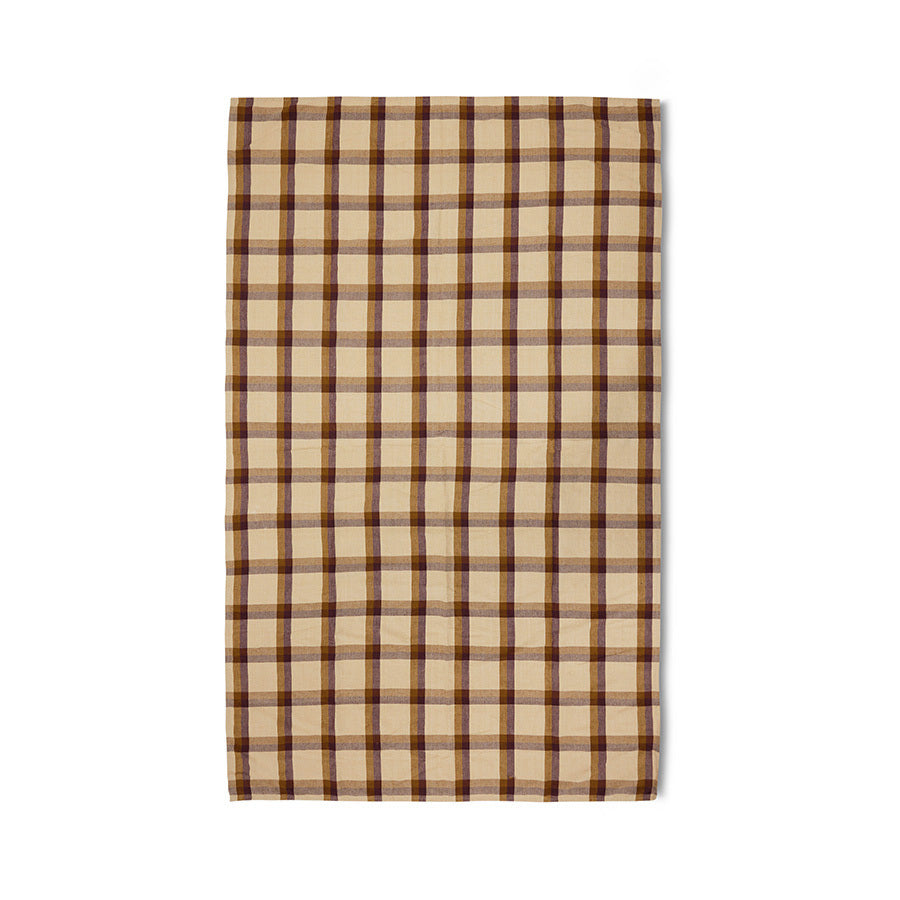 Vida Check Table Cloth Chestnut/ Cream, 140x220cm