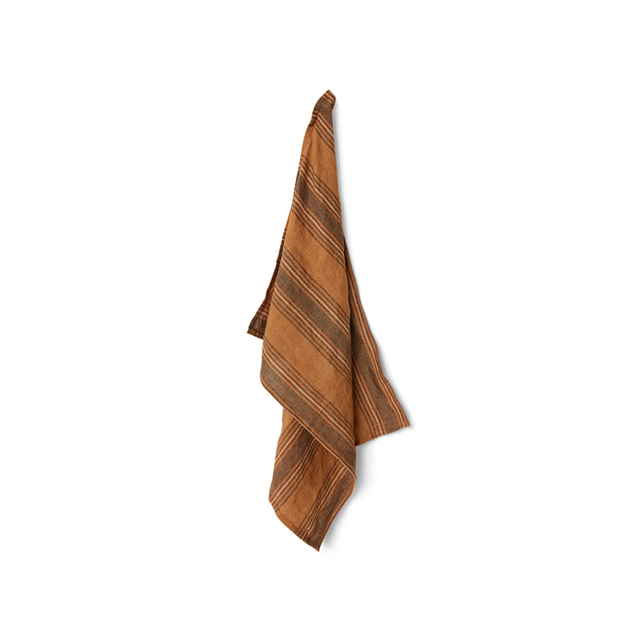 Vida Striped Tea Towel Amber/Grey 50cm x 70cm