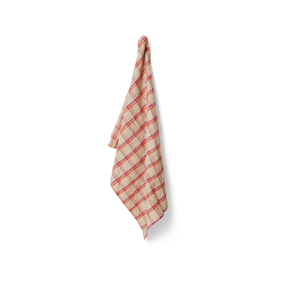 Vida Striped Tea Towel Strawberry/Cream 50cm x 70cm