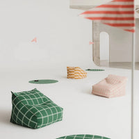 Thumbnail for Armchair Beanbag Vibes Brown Blue Windowpane