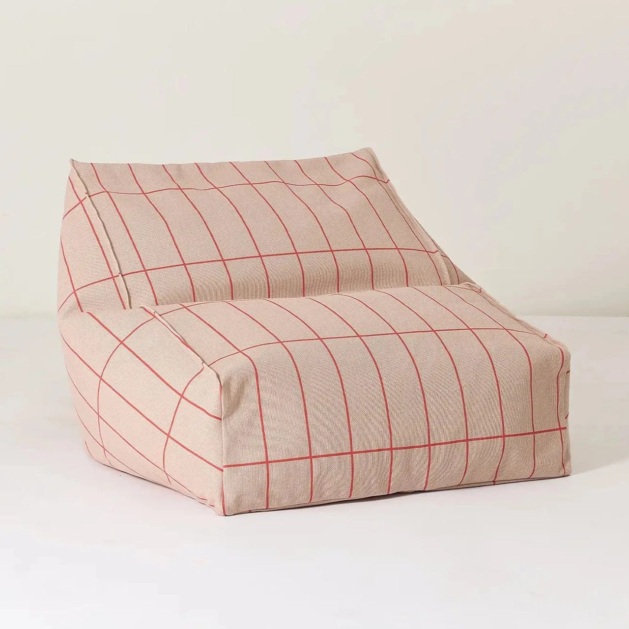 Armchair Beanbag Vibes Pink and Red Grid