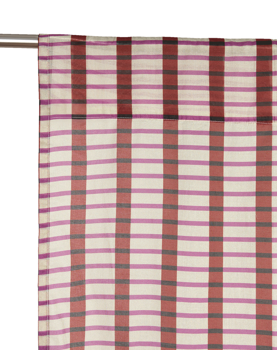 Sheer Cotton Voile Curtain Wendy  - Brown Purple Mosaic