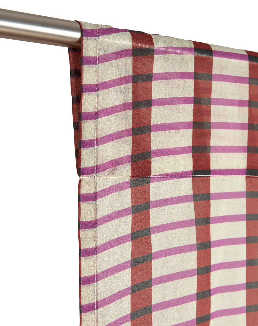 Sheer Cotton Voile Curtain Wendy  - Brown Purple Mosaic