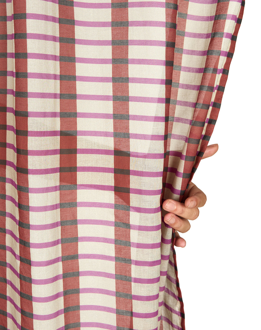 Sheer Cotton Voile Curtain Wendy  - Brown Purple Mosaic