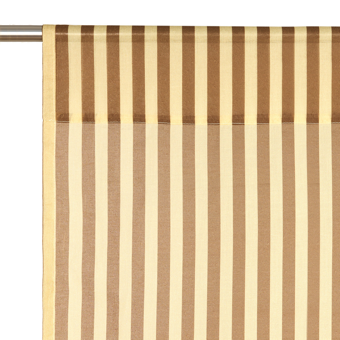 Sheer Cotton Voile Curtain Wendy  - Brown Stripes