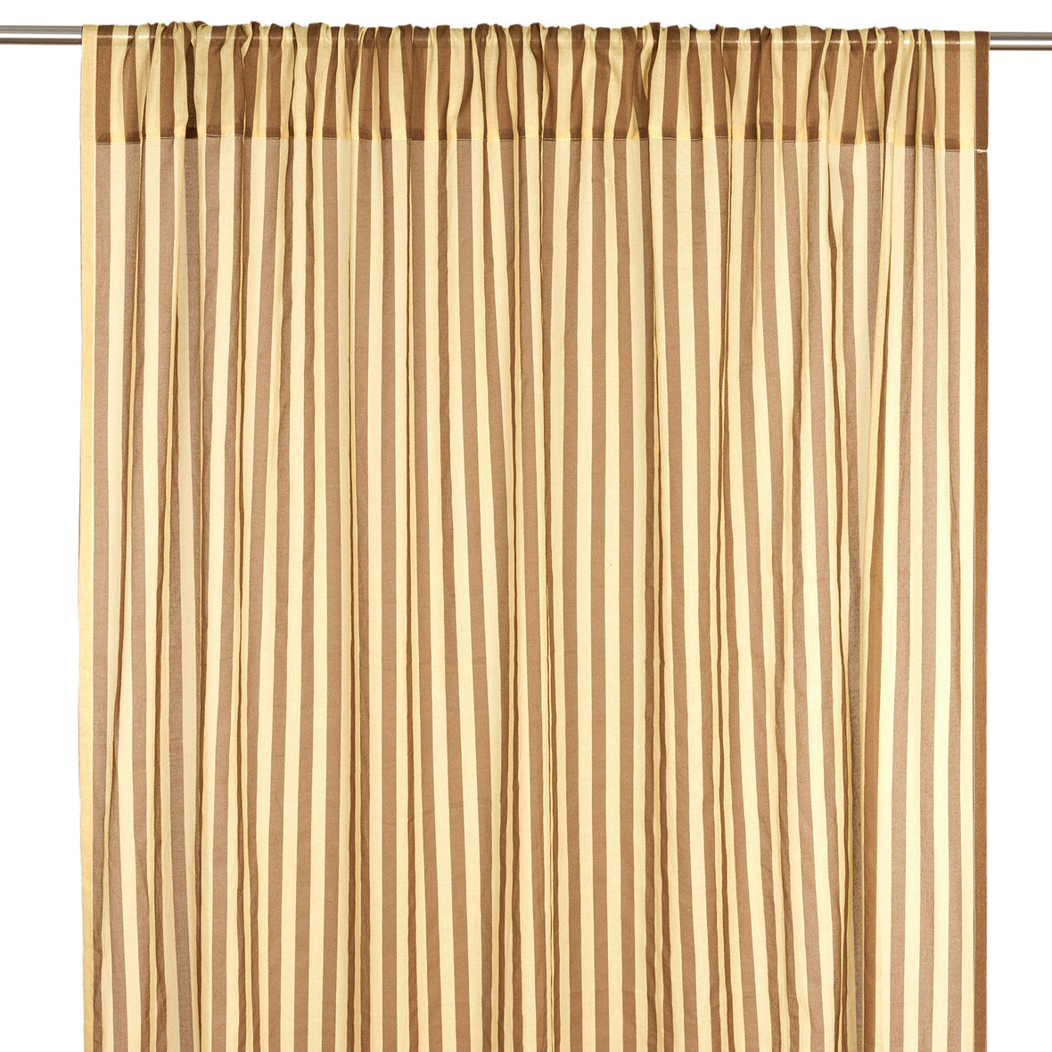 Sheer Cotton Voile Curtain Wendy  - Brown Stripes