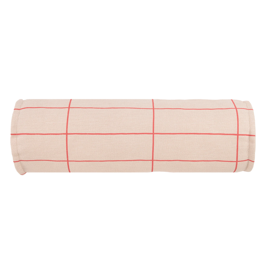 Cylinder Cushion Vibes - Pink Red Grid