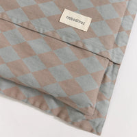 Thumbnail for Nobodinoz Kid Floor Mattress in Washed Cotton Vibes - Removable Cover Blue Harlequin