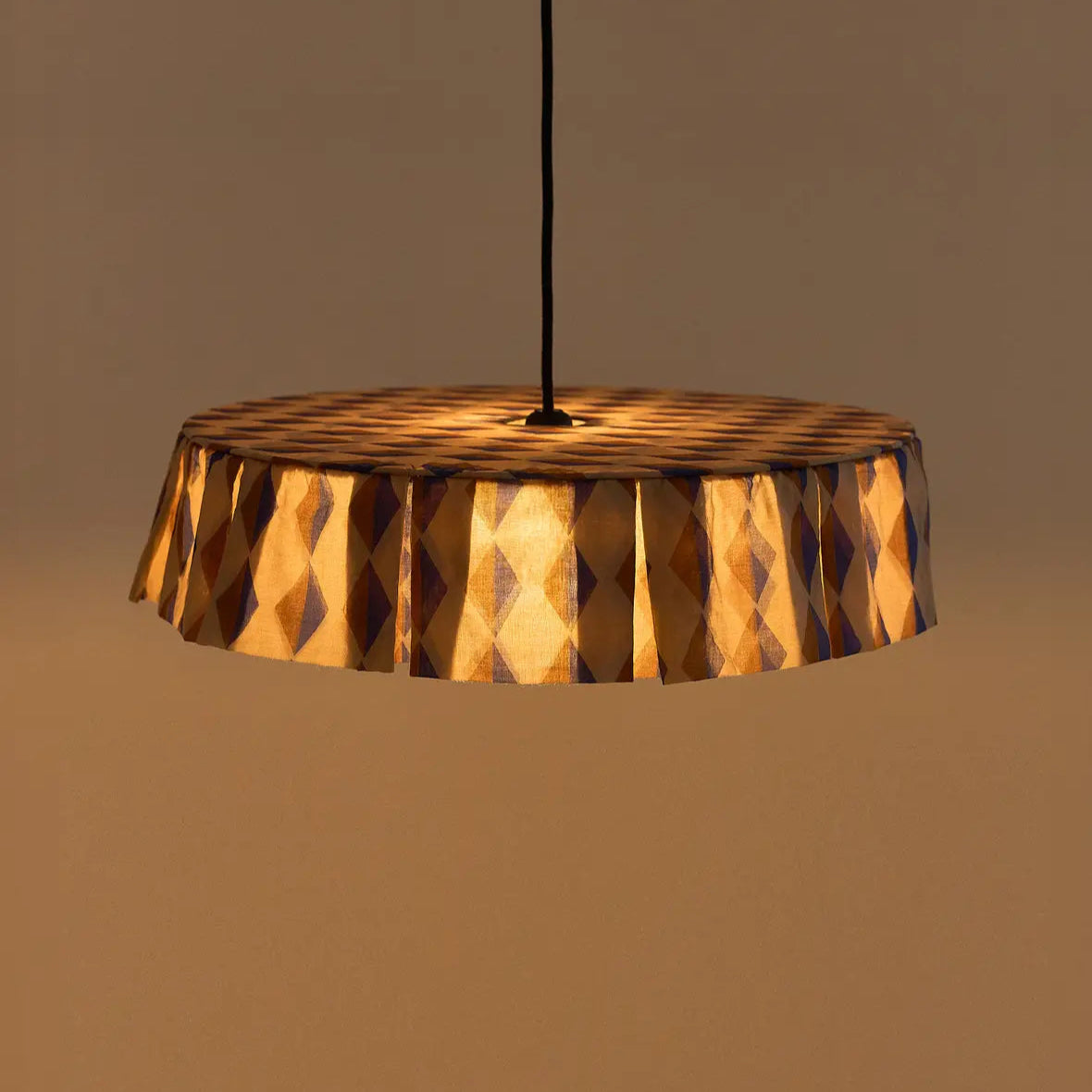 Pendant lampshade diam. 50cm Vibes - Blue Brown Harlequin
