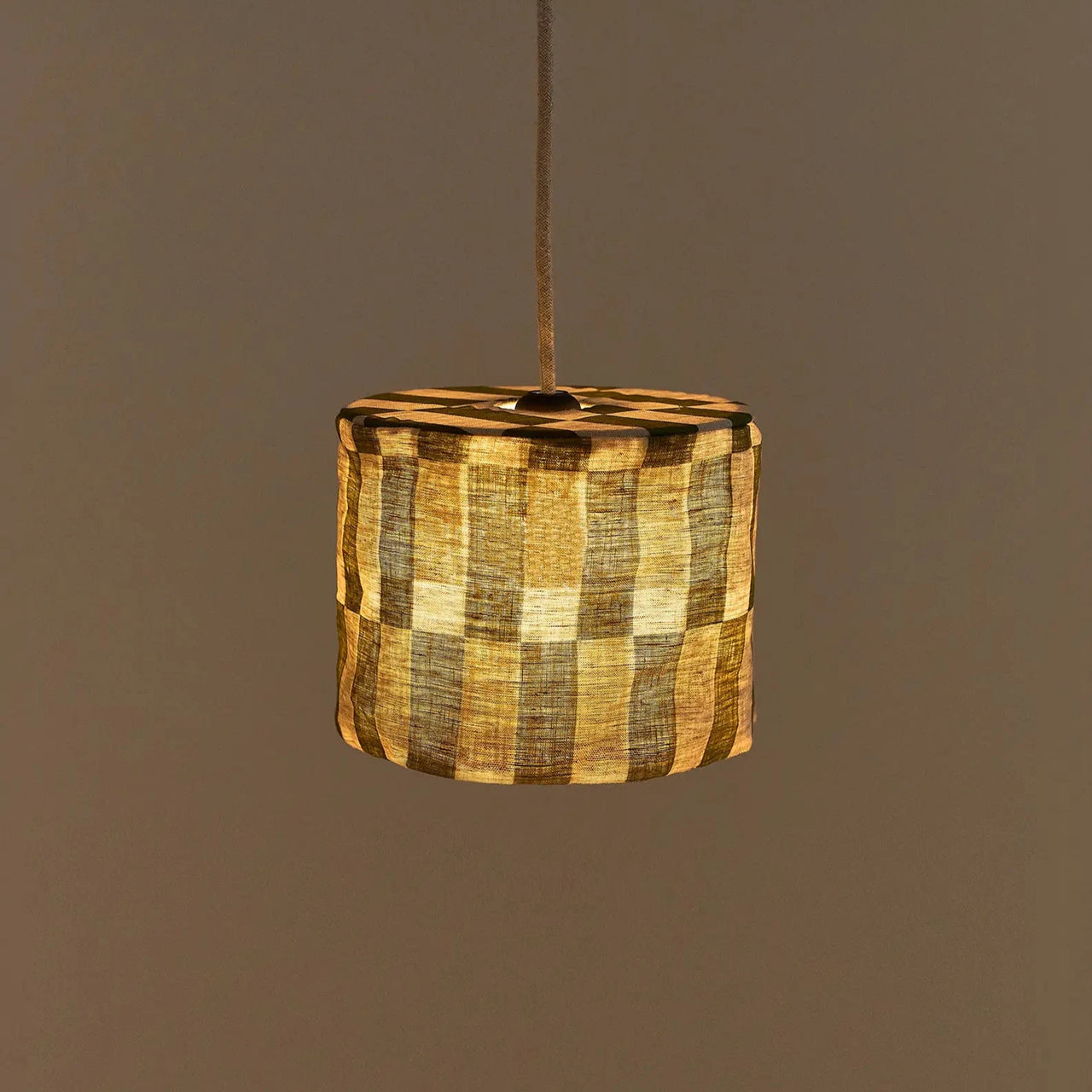 Nobodinoz Linen Pendant lampshade diam. 20cm Vibes Green Tiles