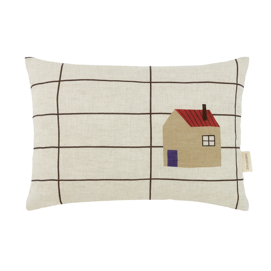 Nobodinoz Vibes Linen Cushion Black Grid Home